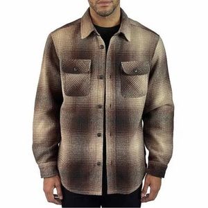JACHS Men's Premium Shirt Wool Blend Jacket w Inside Pocket, Brown, Size Medium